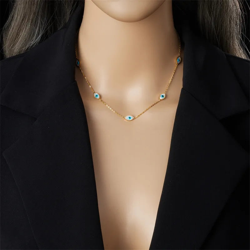 Ion Plating (IP) 18K Gold Plated Eye 304 Stainless Steel Casual Vintage Style Waterproof Non Tarnish Jewelry Set