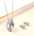 Vacuum Plating Real Gold Plated Double Ring 304 Stainless Steel Simple Style Shiny Waterproof Non Tarnish Jewelry Set