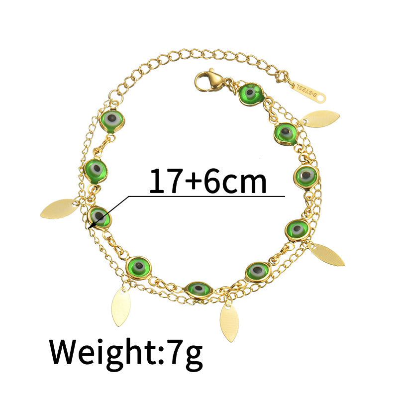 PVD Coated Real Gold Plated Leaf Devil's Eye 304 Stainless Steel Elegant Waterproof Non Tarnish Jewelry Set