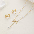 Ion Plating (IP) Bow Knot 304 Stainless Steel Classic Style Waterproof Non Tarnish Jewelry Set