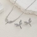Ion Plating (IP) Angel Wings 304 Stainless Steel Classic Style Waterproof Non Tarnish Jewelry Set