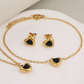 Real Gold Plated Heart Shape 304 Stainless Steel Classic Style Waterproof Non Tarnish Jewelry Set