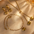 Ion Plating (IP) 18K Gold Plated Heart Shape 304 Stainless Steel Fairy Style Cute Sweet Waterproof Non Tarnish Jewelry Set