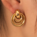 304 Stainless Steel Geometric PVD Coated Stone-Free 18K Real Gold Plated 18K Gold Waterproof Non Tarnish Earrings
