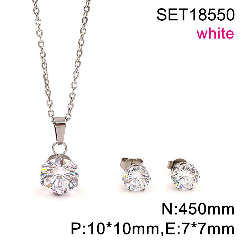 Ion Plating (IP) 18K Gold Plated Round 304 Stainless Steel Casual Elegant Cute Waterproof Non Tarnish Jewelry Set
