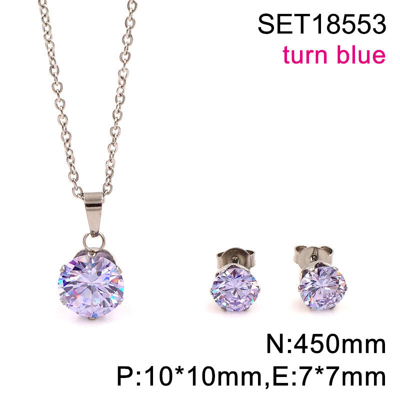 Ion Plating (IP) 18K Gold Plated Round 304 Stainless Steel Casual Elegant Cute Waterproof Non Tarnish Jewelry Set
