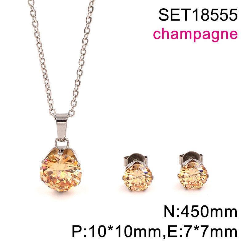 Ion Plating (IP) 18K Gold Plated Round 304 Stainless Steel Casual Elegant Cute Waterproof Non Tarnish Jewelry Set