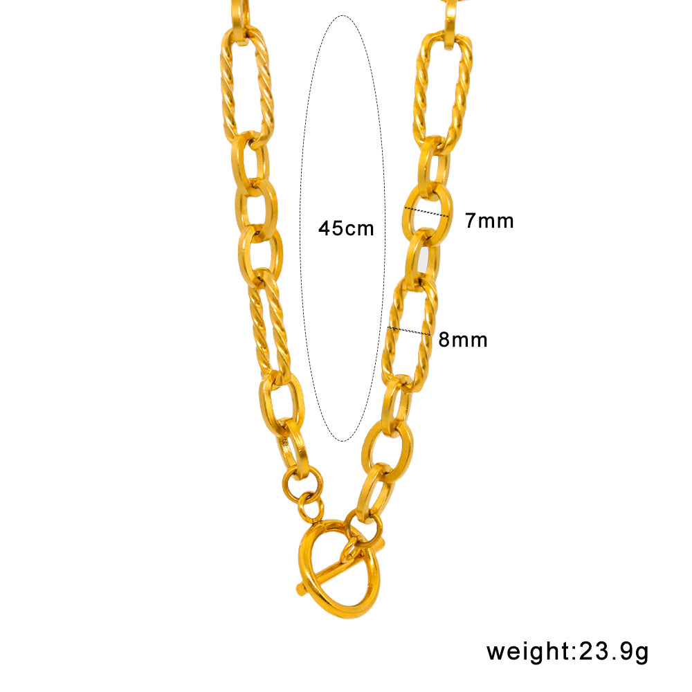 PVD Coated 18K Gold Real Gold Plated Oval 304 Stainless Steel Elegant Lady Waterproof Non Tarnish Jewelry Set