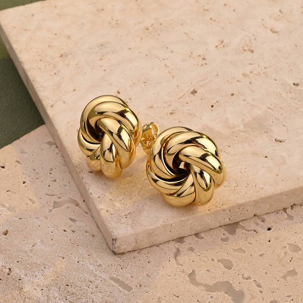 304 Stainless Steel Geometric PVD Coated Stone-Free 18K Real Gold Plated 18K Gold Waterproof Non Tarnish Earrings
