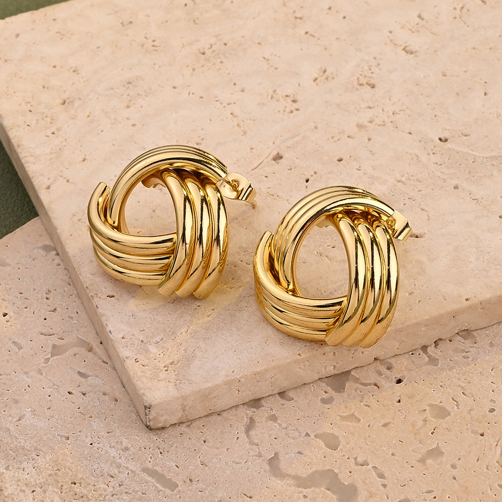 304 Stainless Steel Geometric PVD Coated Stone-Free 18K Real Gold Plated 18K Gold Waterproof Non Tarnish Earrings
