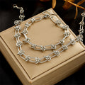 Geometric Waterproof Non Tarnish Jewelry Set for Women in 316L Stainless Steel with 18K Real Gold Plated PVD Coated Paperclip Chain