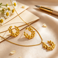 Grain Waterproof Non Tarnish Jewelry Set for Women, 304 Stainless Steel with 18K Real Gold Plated PVD Coated Snake Chain