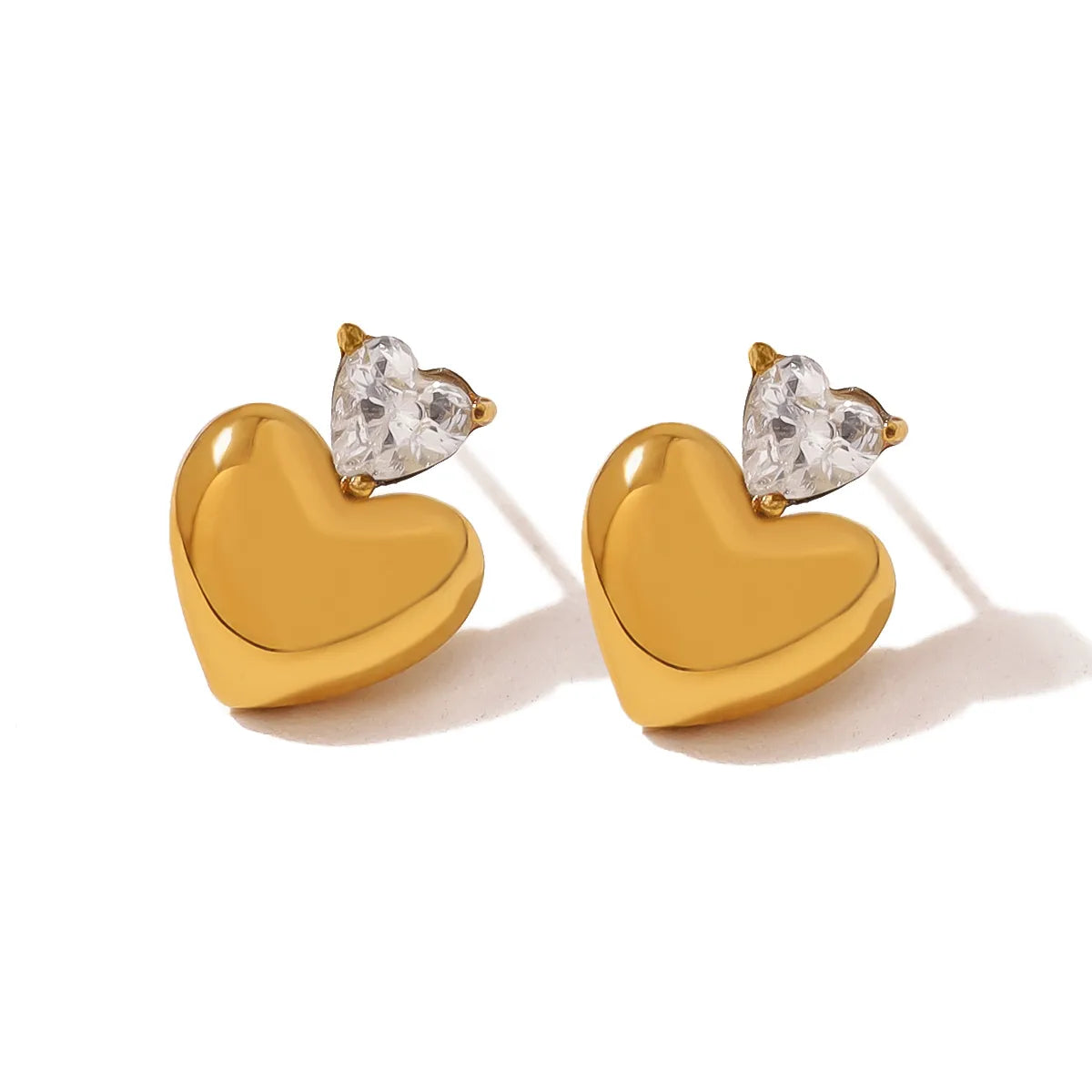 PVD Coated 18K Gold Real Gold Plated Heart Shape 304 Stainless Steel Vacation Waterproof Non Tarnish Jewelry Set