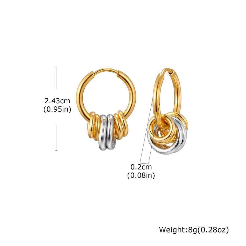Geometric Waterproof Non Tarnish Stud Earrings for Women in 18K Real Gold Plated 304 Stainless Steel with Artificial Pearl Inlay