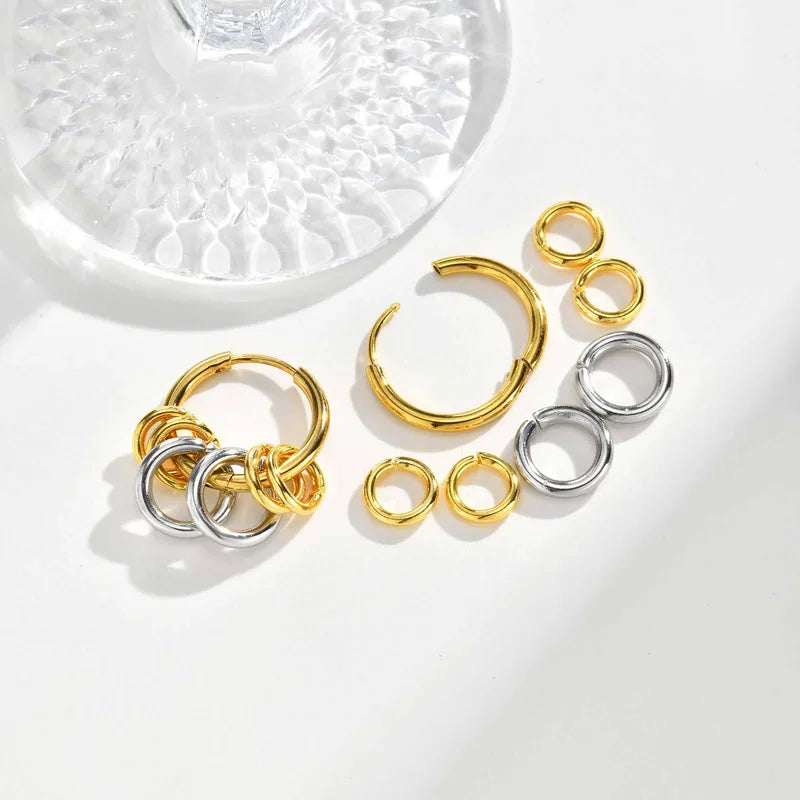 Geometric Waterproof Non Tarnish Stud Earrings for Women in 18K Real Gold Plated 304 Stainless Steel with Artificial Pearl Inlay