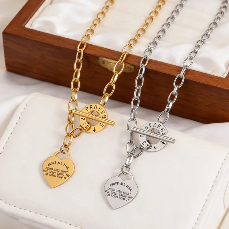 Heart Shape Necklace in 304 Stainless Steel with 18K Real Gold Plated PVD Coating and 0.03µm Waterproof Non Tarnish Finish