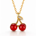 CHERRY" NECKLACE, 18K GOLD PLATED STEEL