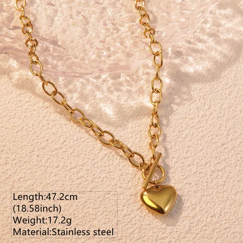 Ion Plating (IP) 18K Gold Plated Heart Shape 304 Stainless Steel Classic Style Waterproof Non Tarnish Jewelry Set