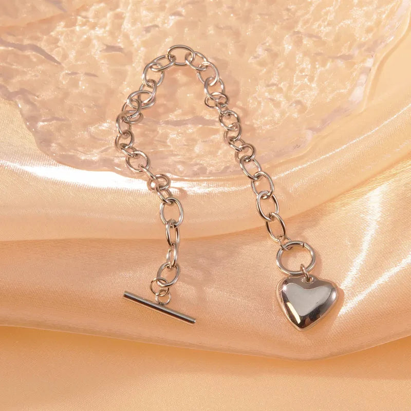 Ion Plating (IP) 18K Gold Plated Heart Shape 304 Stainless Steel Classic Style Waterproof Non Tarnish Jewelry Set