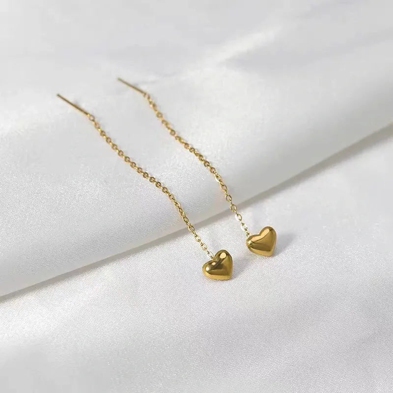 PVD Coated 18K Gold Plated Heart 304 Stainless Steel Luxurious Waterproof Non Tarnish Earrings