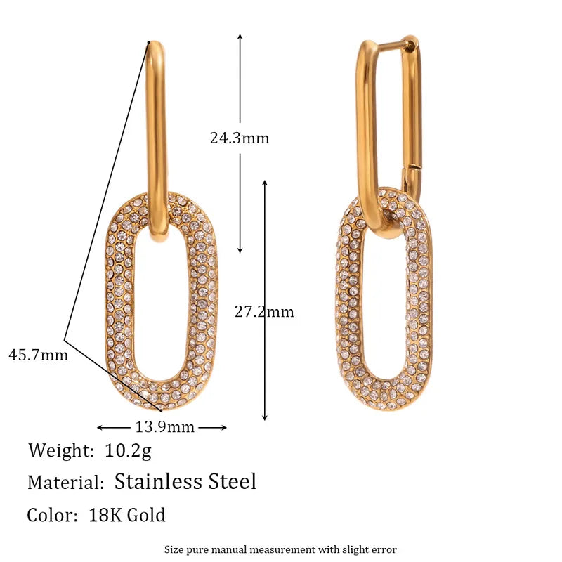 PVD Coated Real Gold Plated 18K Gold Geometric 304 Stainless Steel Retro Simple Style Waterproof Non Tarnish Drop Earrings