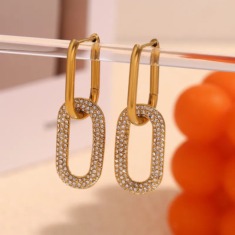 PVD Coated Real Gold Plated 18K Gold Geometric 304 Stainless Steel Retro Simple Style Waterproof Non Tarnish Drop Earrings