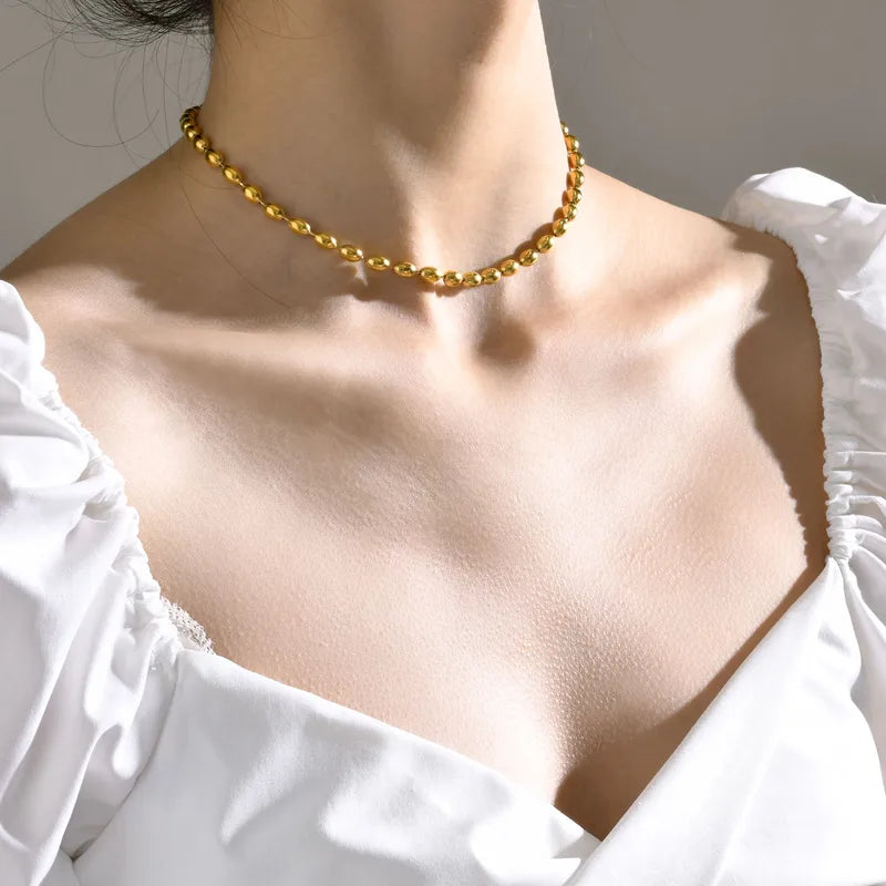 PVD Coated Real Gold Plated 18K Gold Geometric 304 Stainless Steel Retro Waterproof Non Tarnish 304 Stainless Steel Layered Necklaces