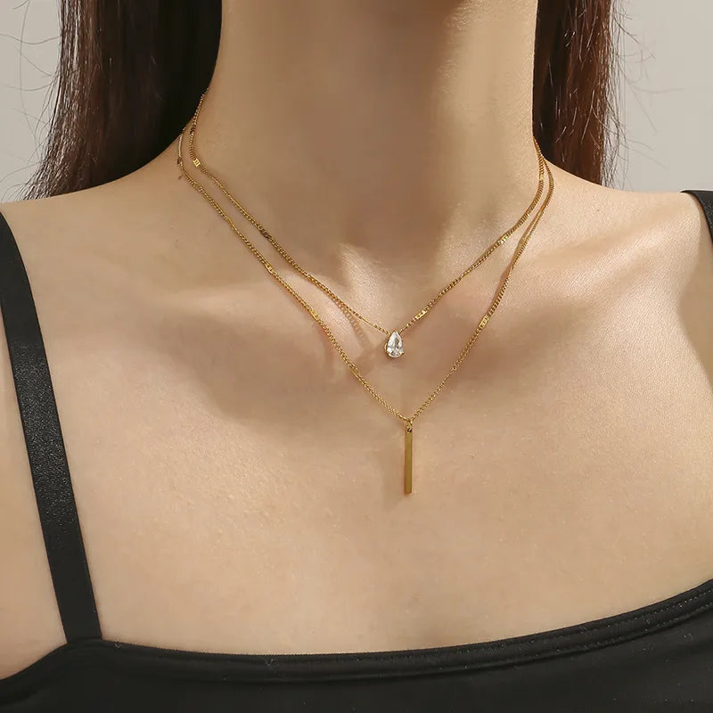 PVD Coated Real Gold Plated 18K Gold letter Lock 304 Stainless Steel Elegant Waterproof Non Tarnish 304 Stainless Steel Layered Necklaces