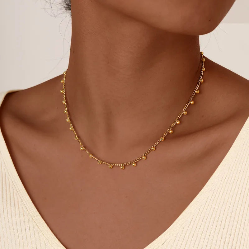 PVD Coated Real Gold Plated 18K Gold Solid Color 201 Stainless Steel Elegant Waterproof Non Tarnish Jewelry Set