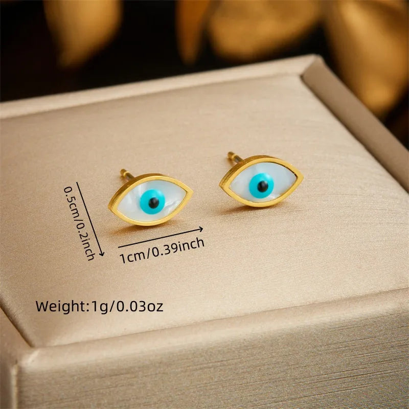 Ion Plating (IP) 18K Gold Plated Eye 304 Stainless Steel Casual Vintage Style Waterproof Non Tarnish Jewelry Set