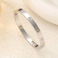 Women’s Cross Bangle, SUS304 Stainless Steel with 18K Gold Plating, Waterproof Non Tarnish, 0.03-0.05µm Thickness