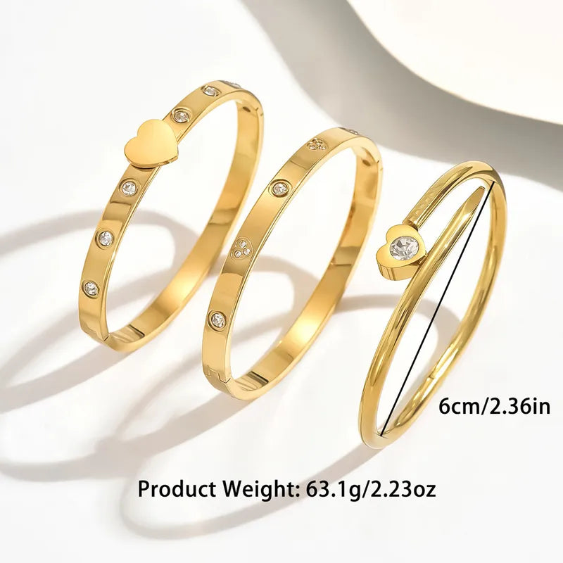 Women’s Flowers Bangle in Titanium Steel with 18K Real Gold Plated PVD Coating and Zircon Inlay