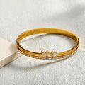 18K Gold Plated Fashion Furnace Electroplated 304 Stainless Steel Round Line Geometric Zircon Openable Bracelet