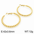 PVD Coated 18K Gold Plated Geometric Round 304 Stainless Steel Simple Style Waterproof Non Tarnish Hoop Earrings