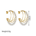 304 Stainless Steel Geometric PVD Coated Stone-Free 18K Real Gold Plated 18K Gold Waterproof Non Tarnish Earrings