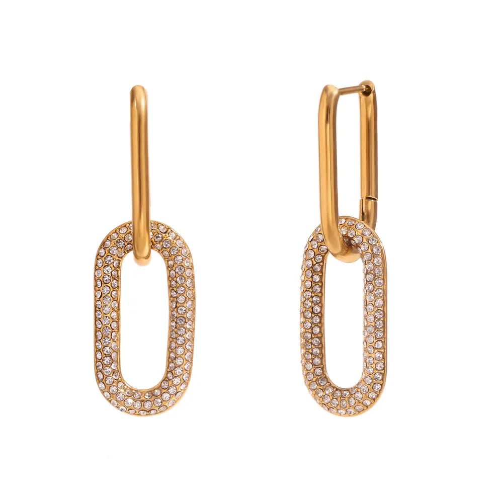 PVD Coated Real Gold Plated 18K Gold Geometric 304 Stainless Steel Retro Simple Style Waterproof Non Tarnish Drop Earrings