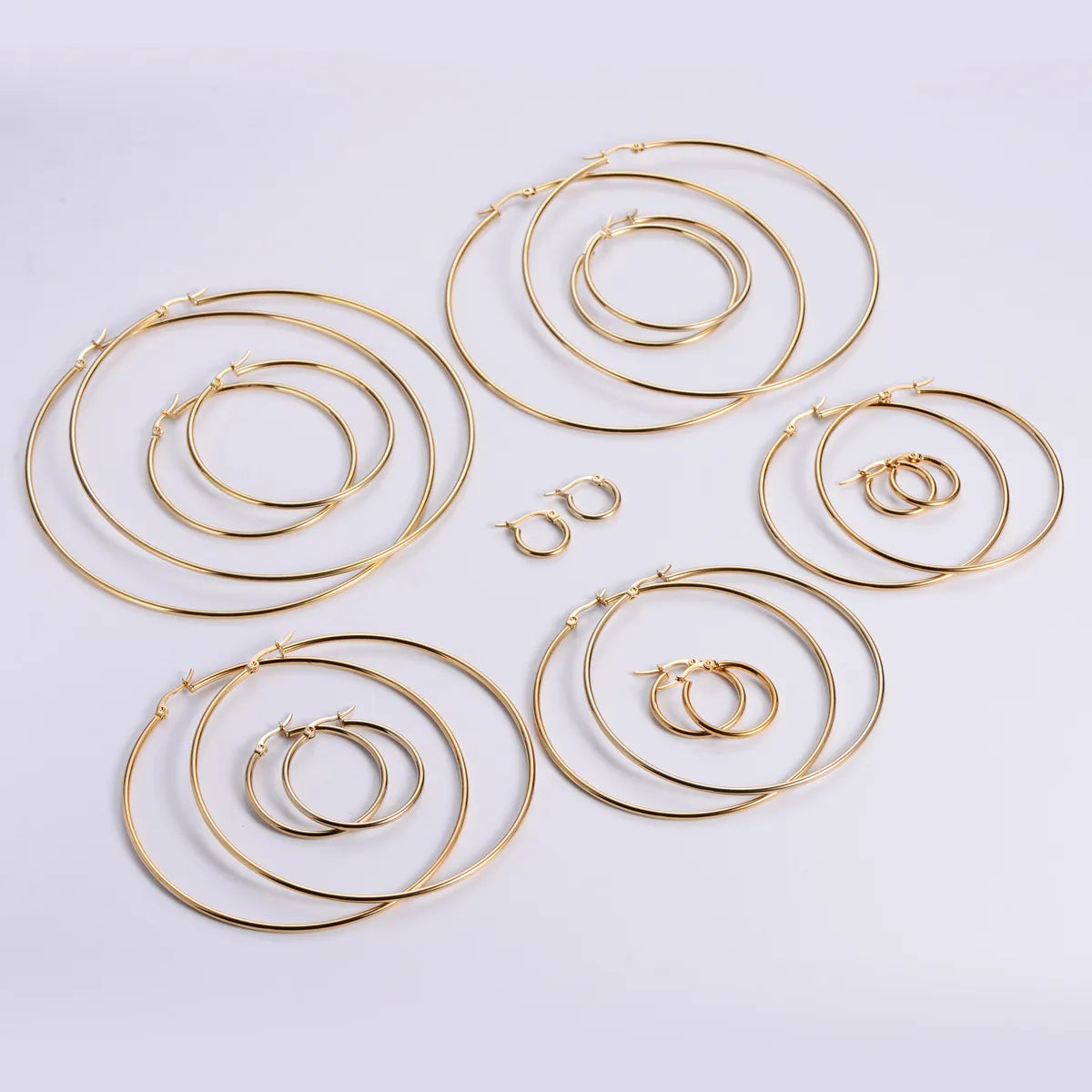 PVD Coated 18K Gold Plated Round 304 Stainless Steel Exaggerated Waterproof Non Tarnish Hoop Earrings