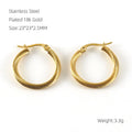 PVD Coated 18K Gold Plated Round Stainless Steel Classic Style Waterproof Non Tarnish Hoop Earrings