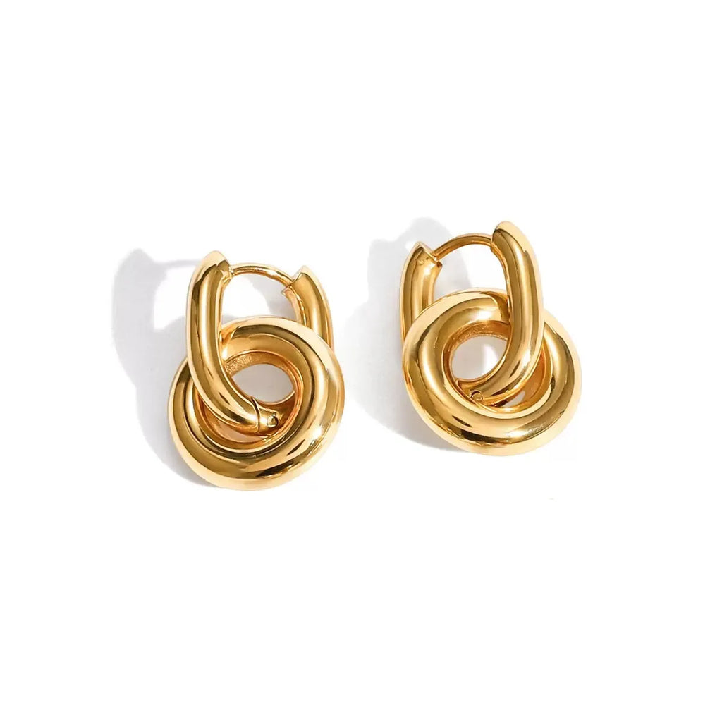Waterproof Non Tarnish Circle Earrings in 18K Real Gold Plated 304 Stainless Steel with 0.03µm Water Plating, Unisex