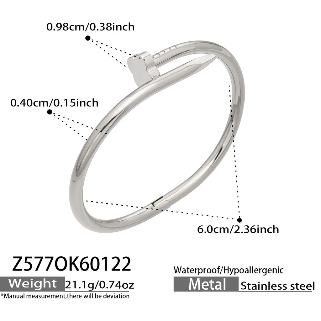 Geometric Bangle For Women, Waterproof Non Tarnish 304 Stainless Steel With 18K Gold Plated And Zircon Inlay