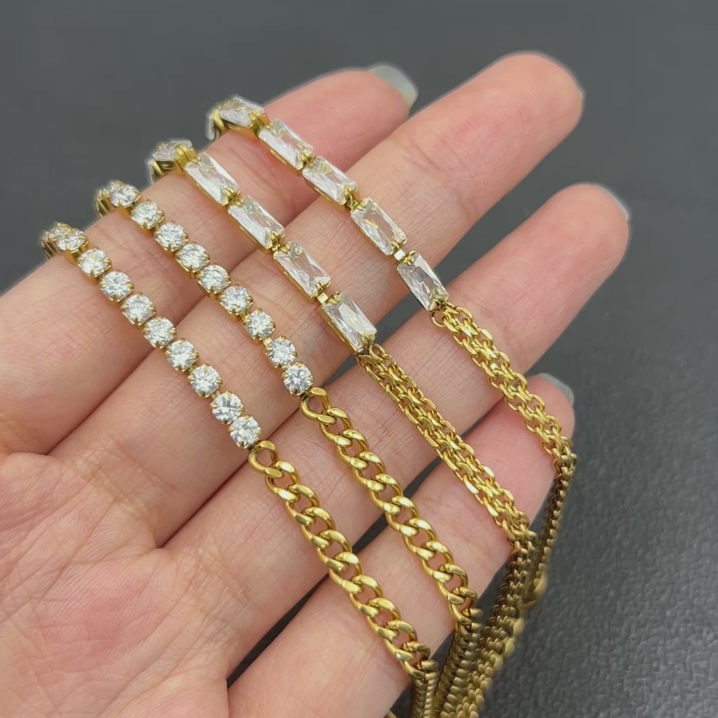 PVD Coated 18K Gold Real Gold Plated Rectangle 304 Stainless Steel Casual Waterproof Non Tarnish Jewelry Set